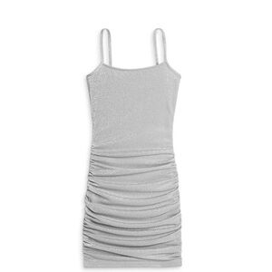 Katie J NYC Silver Ruched Junior Mini Dress